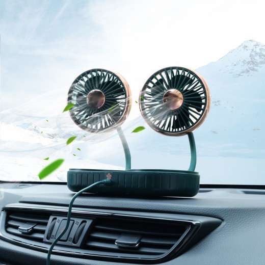Ventilador USB pequeño con manguera de doble cabezal para interior de coche, accesorios creativos para automoción
