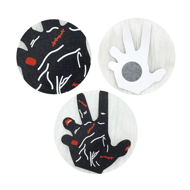 Pasta desechable para el pecho con la imagen de la mano del diablo para Halloween