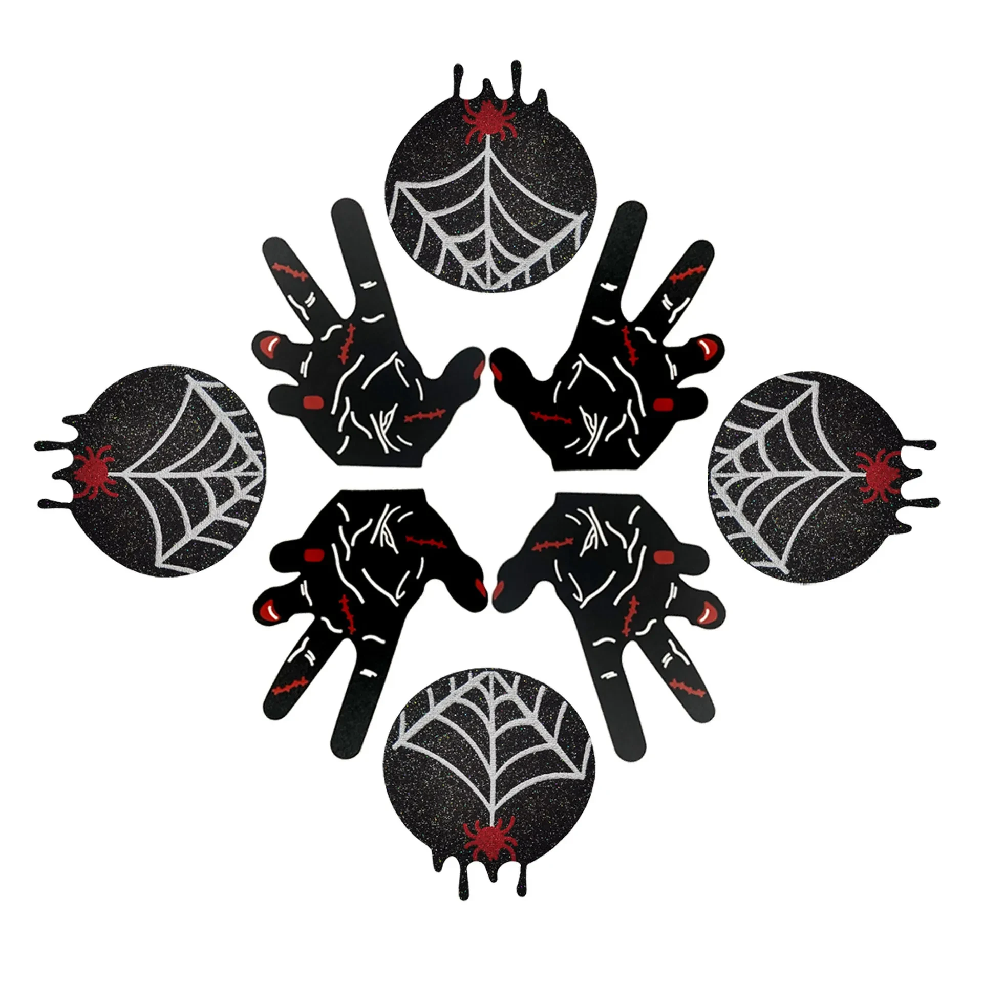 Pasta desechable para el pecho con la imagen de la mano del diablo para Halloween