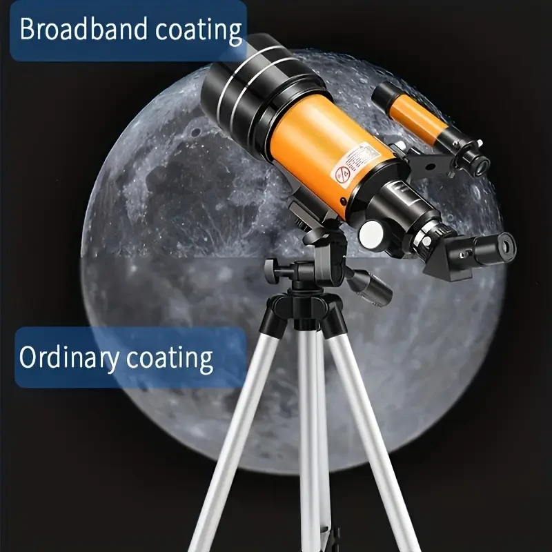 Telescopio astronómico profesional de alta potencia con zoom de 90X, objetivo de 70 mm, enfoque manual, portátil, con trípode y buscador para observar las estrellas en el espacio profundo, la luna y disfrutar de aventuras al aire libre para los amantes de