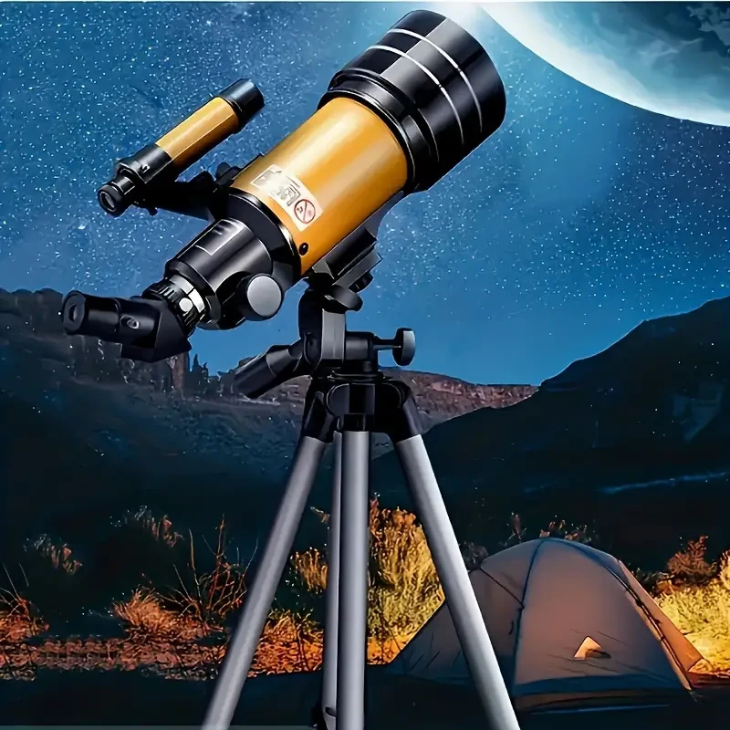 Telescopio astronómico profesional de alta potencia con zoom de 90X, objetivo de 70 mm, enfoque manual, portátil, con trípode y buscador para observar las estrellas en el espacio profundo, la luna y disfrutar de aventuras al aire libre para los amantes de