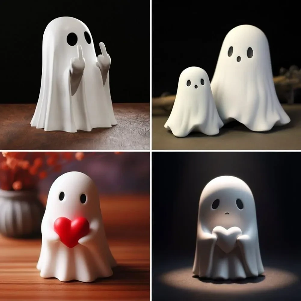 Adornos de fantasmas de amor con el dedo medio para Halloween