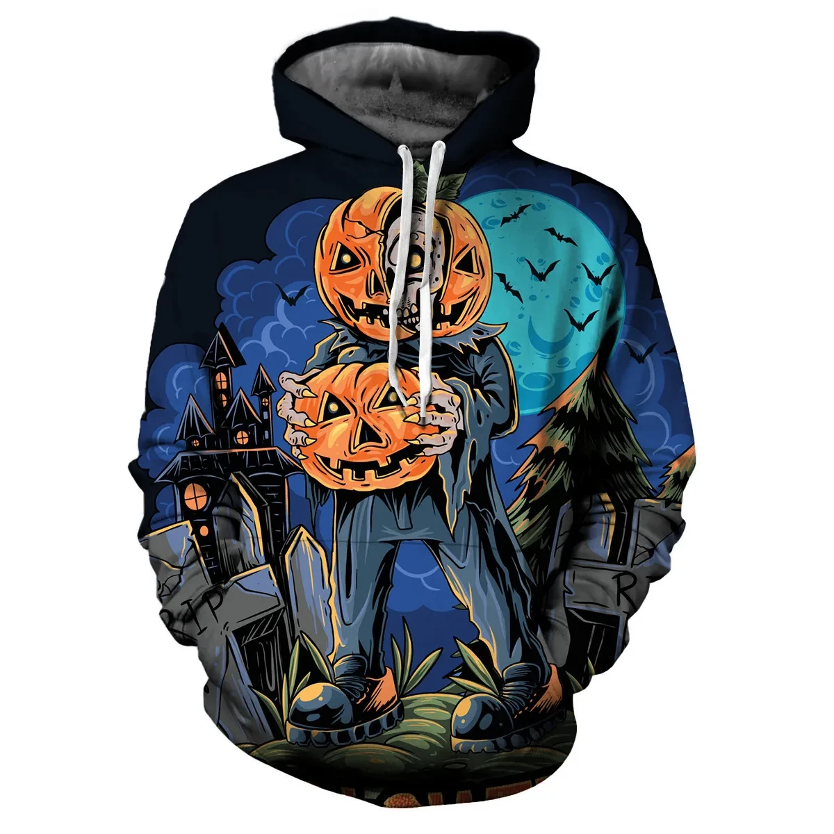 Sudadera con capucha con impresión digital para Halloween para hombre