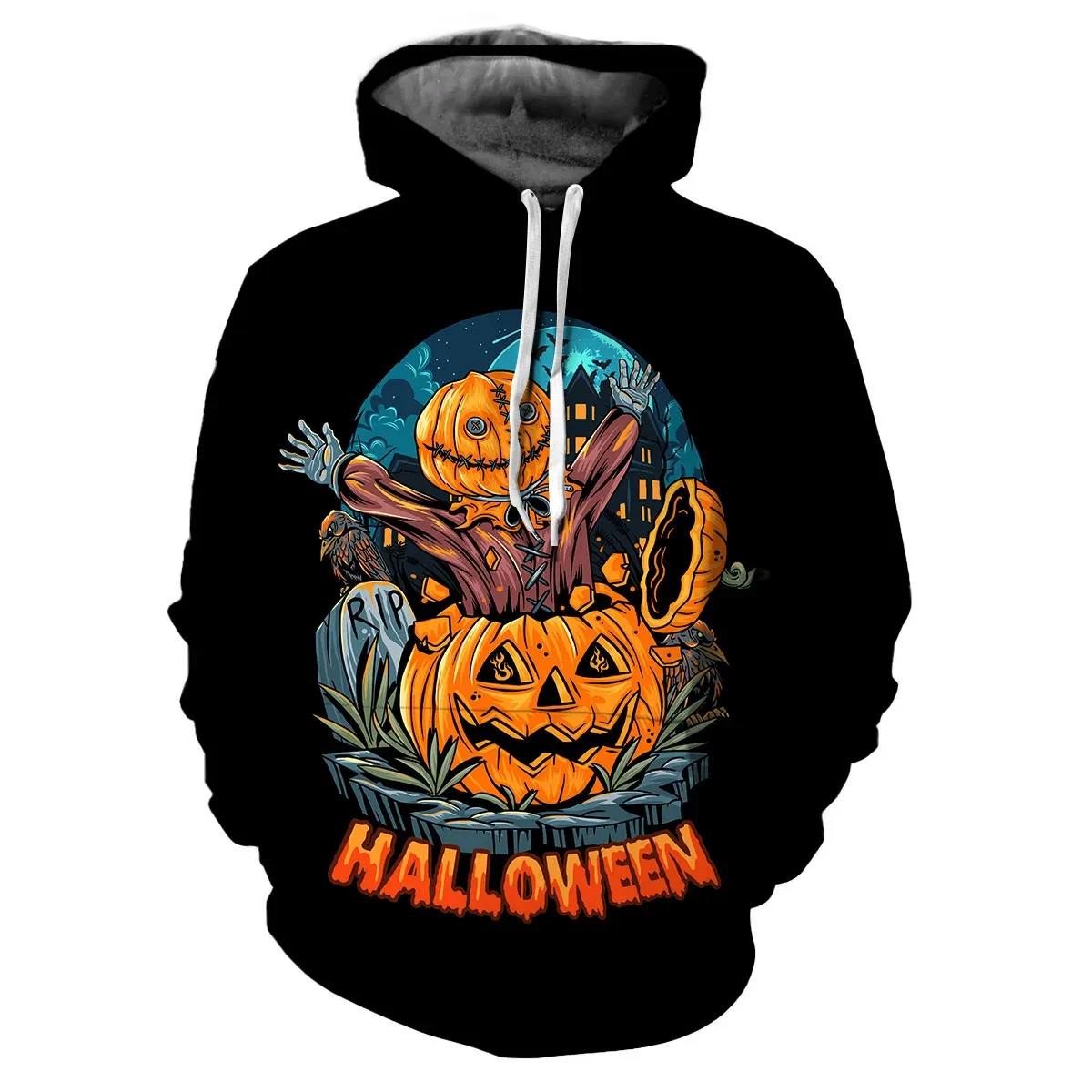 Sudadera con capucha con impresión digital para Halloween para hombre