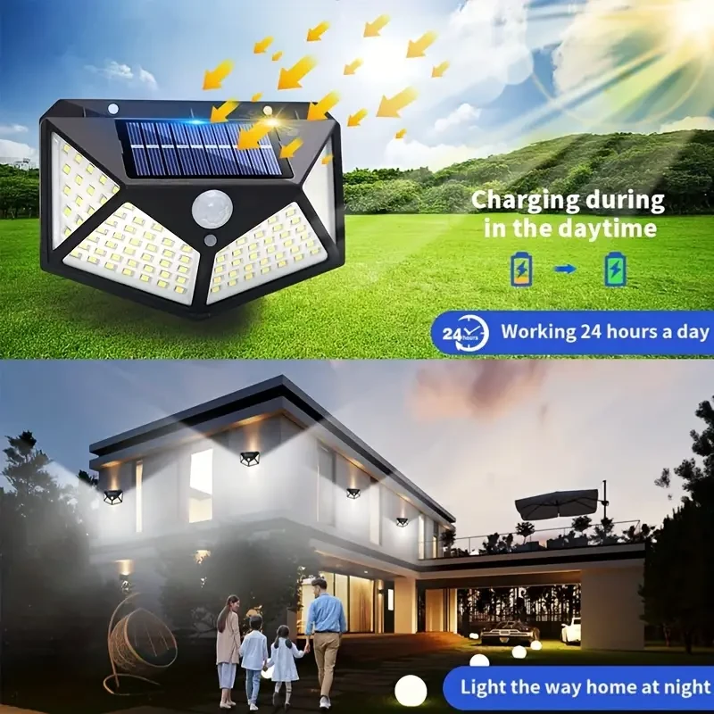 Lámpara solar de pared multifuncional (2, 3 o 6 unidades), decoración de jardín, luz LED solar, foco solar con sensor de movimiento.
