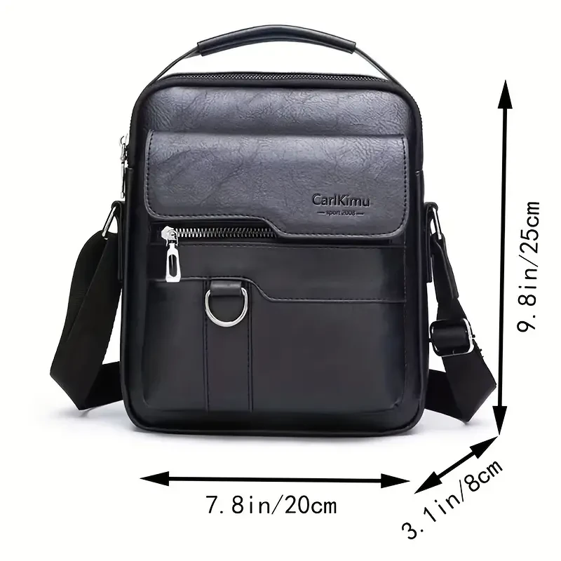 1 bolso de mano para hombre, bolso de hombro para hombre, bolso informal de negocios vertical de cuero PU retro