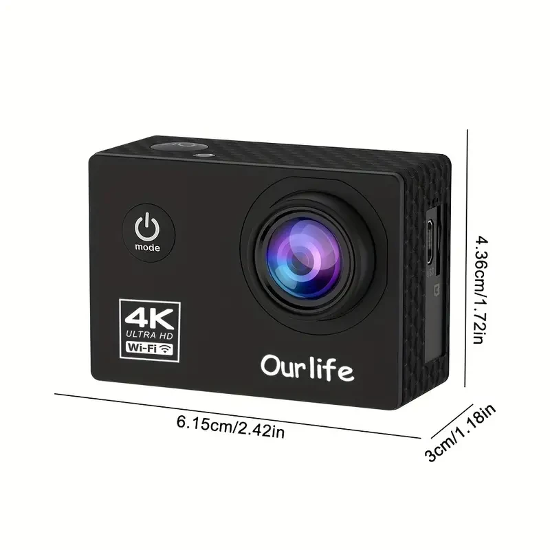 Cámara de acción 4K 30FPS de ultra alta definición, subacuática, para deportes al aire libre, con wifi, incluye accesorios impermeables y tarjeta de memoria de 32 GB.
