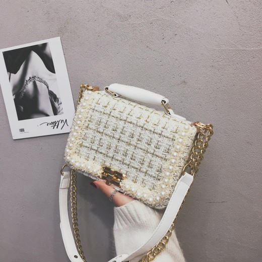 Bolso de mano de lana con personalidad a la moda para chica, bolso de mensajero a cuadros