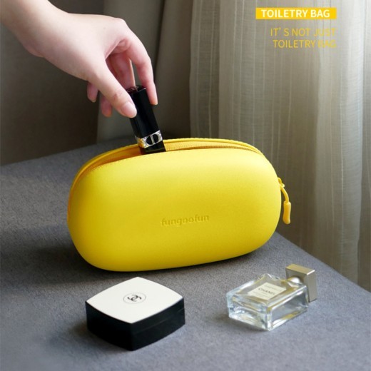 Bolsa de cosméticos 2 en 1 con asa, para colgar, con separación de ropa seca y húmeda, moderna, color caramelo, portátil, impermeable, para viaje.