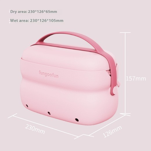 Bolsa de cosméticos 2 en 1 con asa, para colgar, con separación de ropa seca y húmeda, moderna, color caramelo, portátil, impermeable, para viaje.