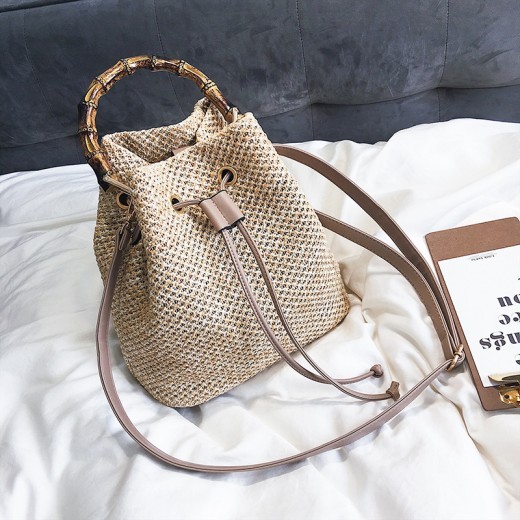 Bolso de bambú tipo cubo para mujer