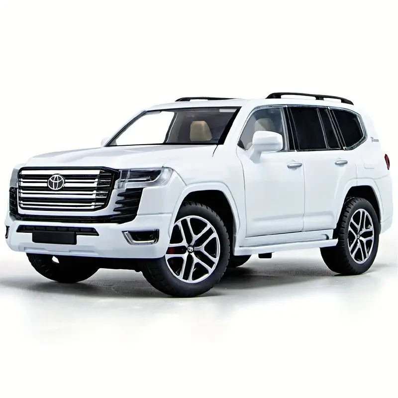 Toyota Land Cruiser, coche de juguete de aleación de zinc, escala 1/24, fundido a presión, con retroceso, luz y sonido.