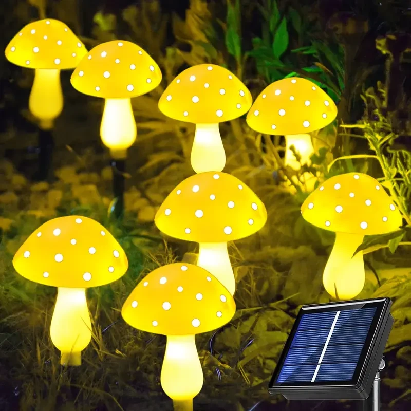 8 luces solares con forma de hongo para decoración de jardín al aire libre, 8 modos, IP65 resistente al agua
