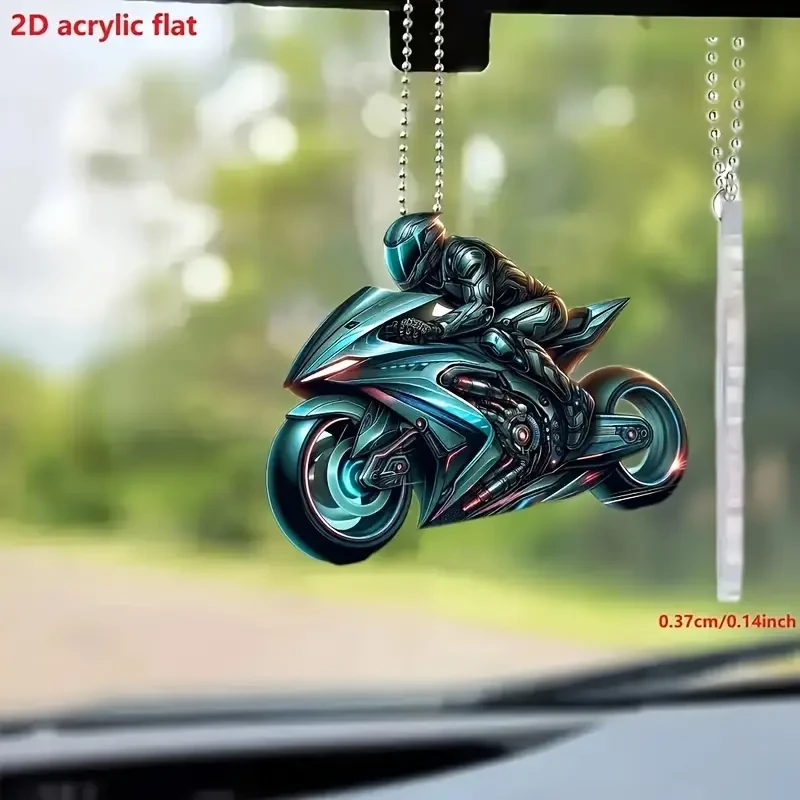 Adorno colgante de acrílico para motocicleta, llavero deportivo 2D y espejo retrovisor.