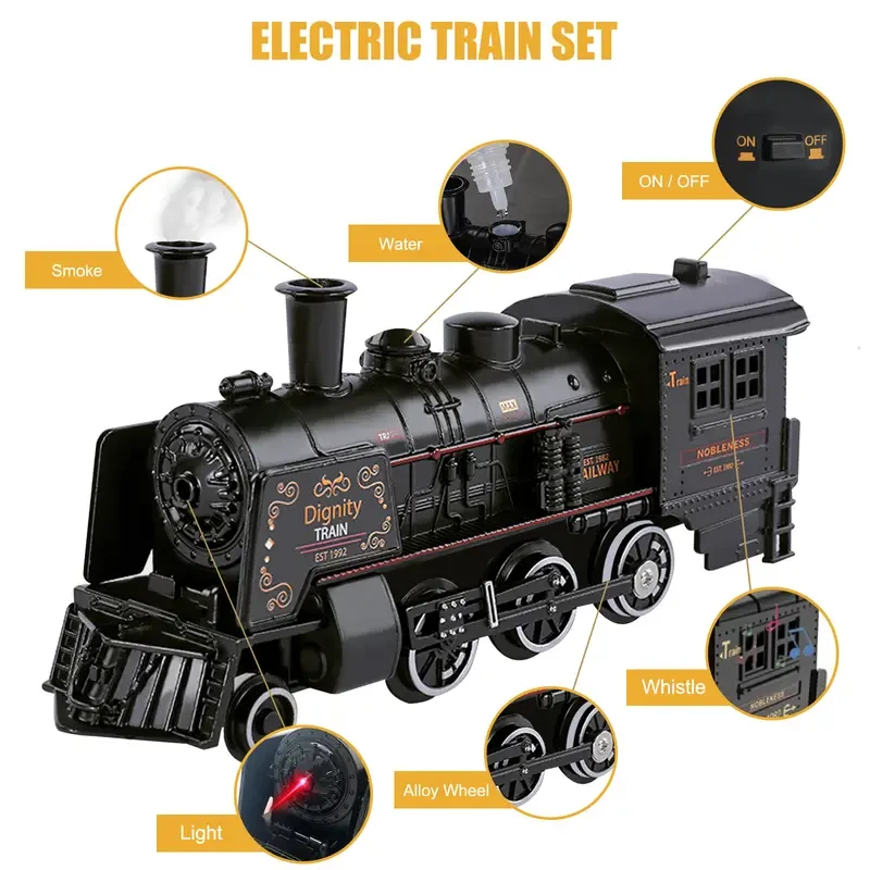Juego de tren eléctrico para niños Trenes de juguete de metal