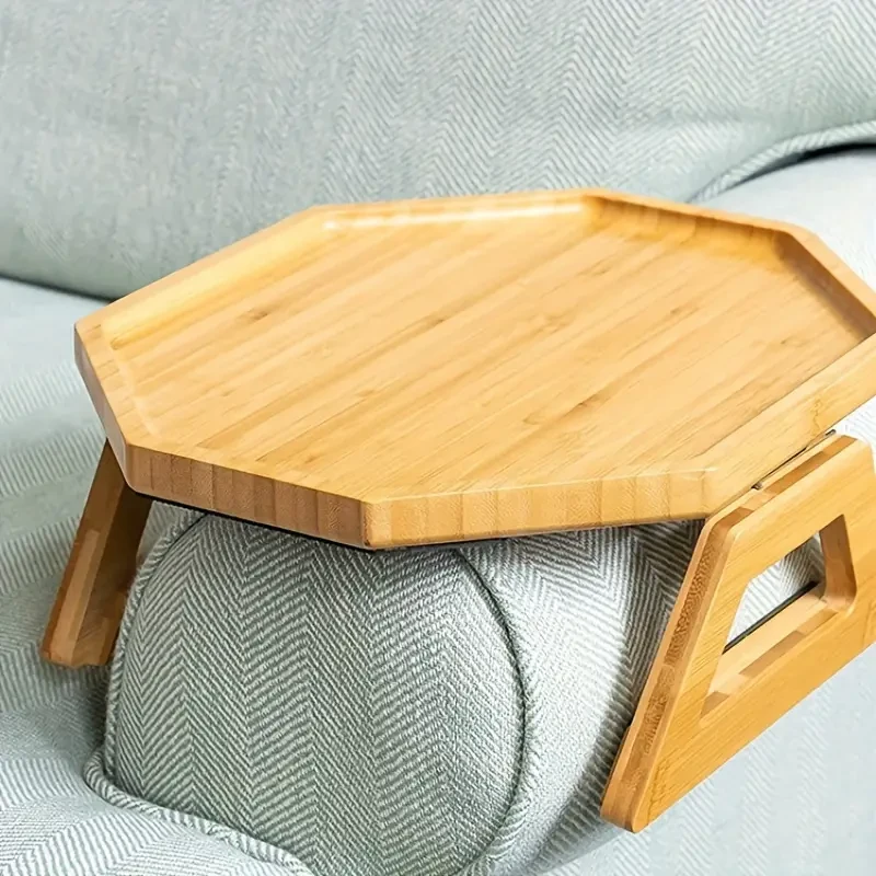 Reposabrazos plegable de bambú para sofá: perfecto para una mesa auxiliar estable e instantánea - 24,99 cm x 13,0 cm - No requiere electricidad - Madera noble