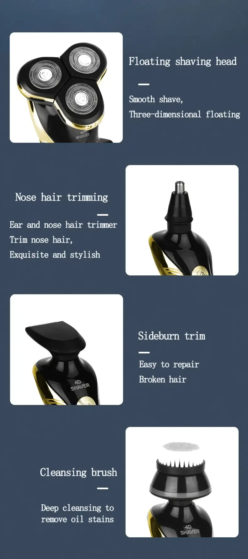 Maquinilla de afeitar eléctrica para hombre, afeitadora eléctrica para uso en seco y húmedo, afeitadora rotativa recargable, regalo para el Día del Padre.