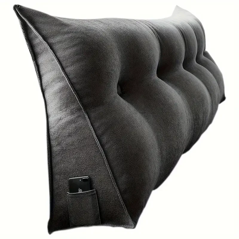 Cojín triangular de cuña para cama de 120 cm, relleno de lino y algodón, ideal para leer y relajarse.
