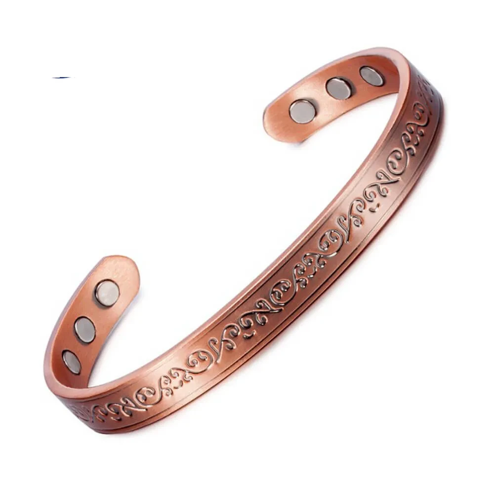 Pulsera magnética de cobre estampada para mujer