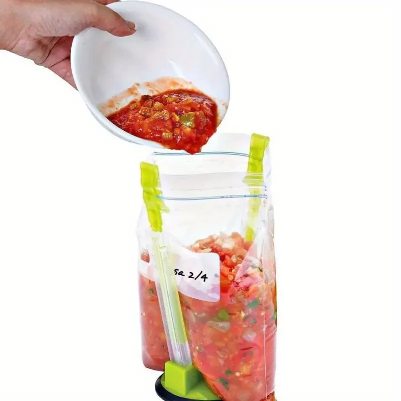 Soporte para bolsas de almacenamiento de alimentos con rejilla para bolsas de cocina