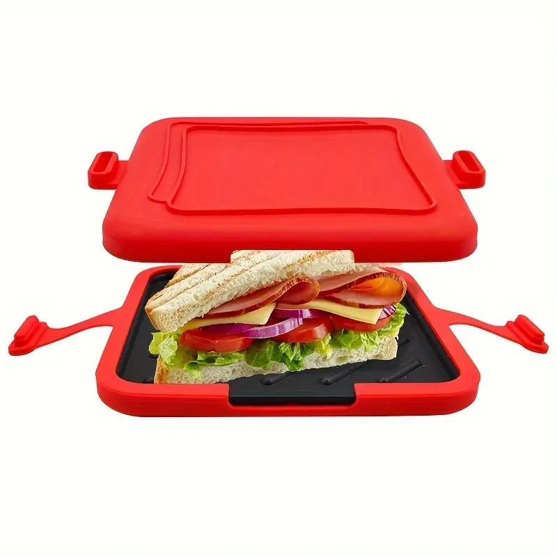 Bandeja universal para microondas, utensilios de cocina antiadherentes de aluminio para horno tostador, sandwichera versátil para panes crujientes.