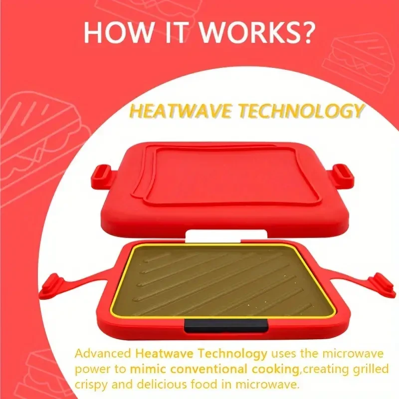 Bandeja universal para microondas, utensilios de cocina antiadherentes de aluminio para horno tostador, sandwichera versátil para panes crujientes.