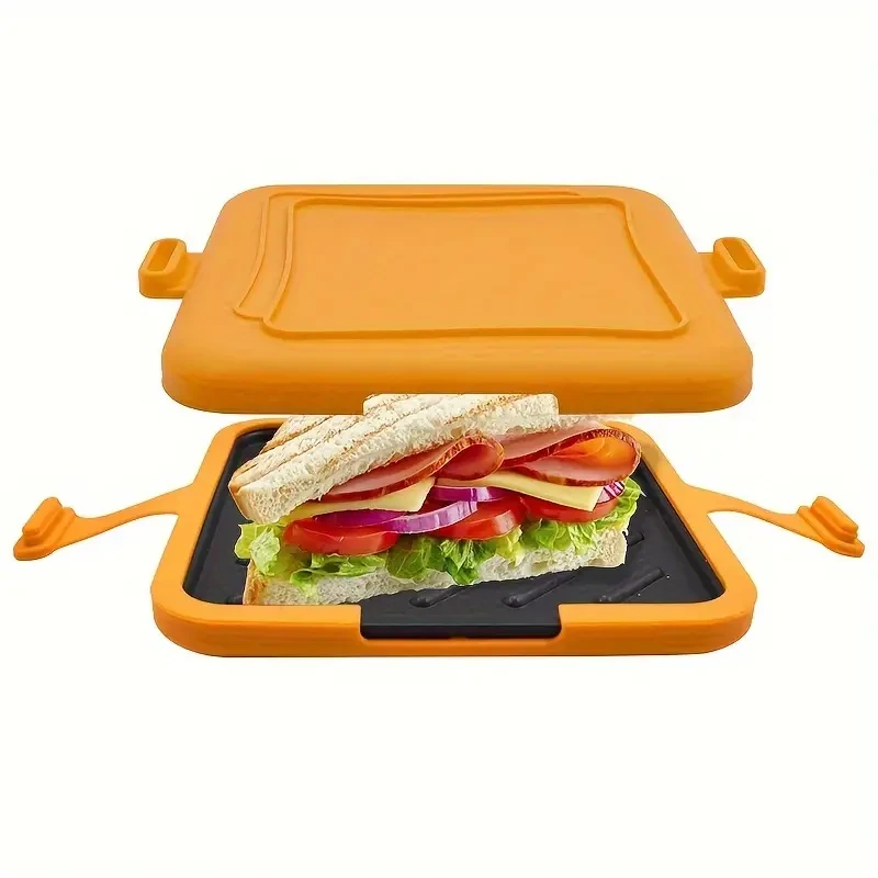Bandeja universal para microondas, utensilios de cocina antiadherentes de aluminio para horno tostador, sandwichera versátil para panes crujientes.