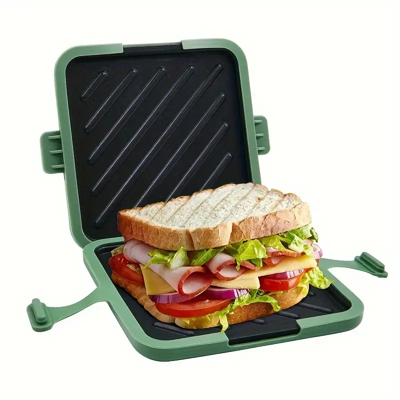 Bandeja universal para microondas, utensilios de cocina antiadherentes de aluminio para horno tostador, sandwichera versátil para panes crujientes.