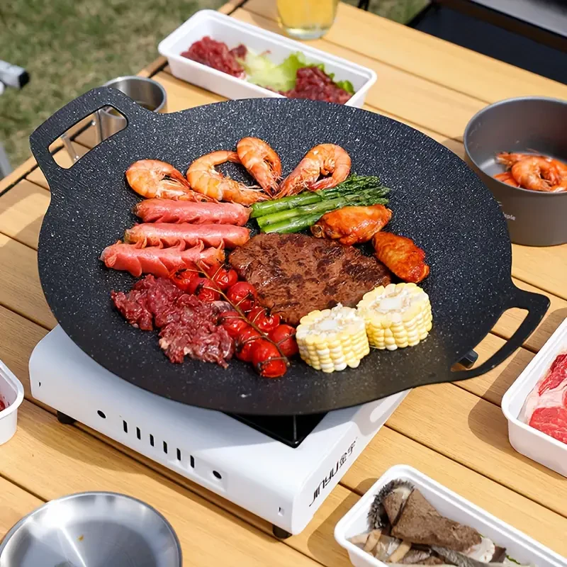 Parrilla para barbacoa antiadherente, tamaño circular, bolsa incluida, material que se puede utilizar tanto para estufas domésticas como para exteriores.