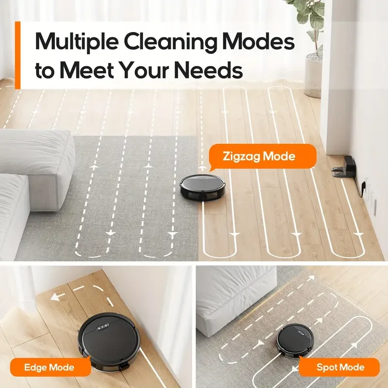 Robot aspirador y trapeador SmartRobot: control por voz/aplicación, succión de 4000 Pa, limpieza automática, apto para pelo de mascotas, carga automática, limpieza de bordes y zonas específicas, compatible con alfombras bajas: limpieza del hogar sin esfue