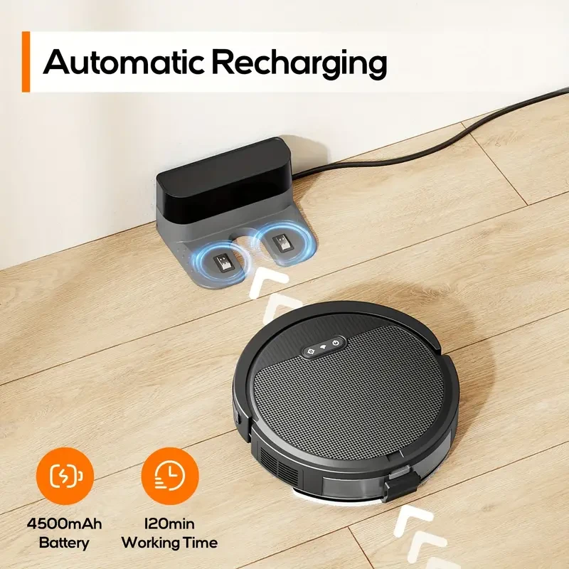 Robot aspirador y trapeador SmartRobot: control por voz/aplicación, succión de 4000 Pa, limpieza automática, apto para pelo de mascotas, carga automática, limpieza de bordes y zonas específicas, compatible con alfombras bajas: limpieza del hogar sin esfue