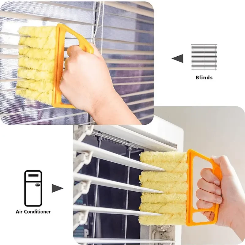 Cepillos de limpieza de ventanas lavables con microfibras para una fácil recogida de polvo y limpieza de persianas.