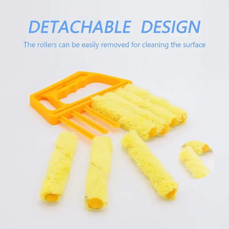 Cepillos de limpieza de ventanas lavables con microfibras para una fácil recogida de polvo y limpieza de persianas.