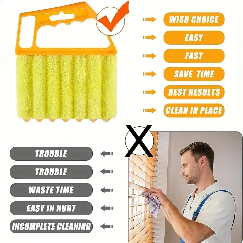 Cepillos de limpieza de ventanas lavables con microfibras para una fácil recogida de polvo y limpieza de persianas.