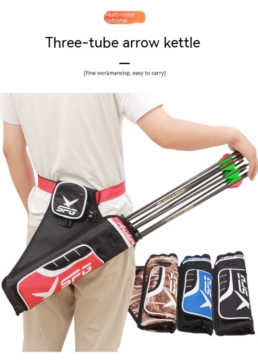 Carcaj de tres tubos para tiro con arco, carcaj tradicional