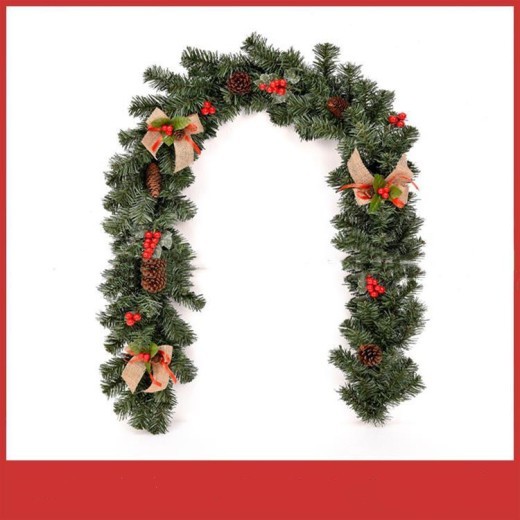 Adorno navideño de ratán con flores artificiales de 1,8 m