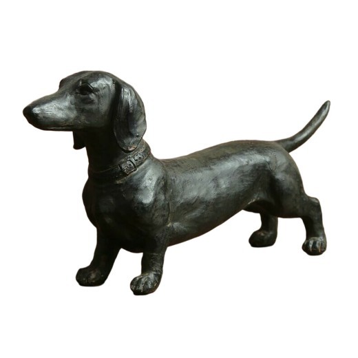 Estatua de perro salchicha para decoración de jardín - Escultura de resina para césped