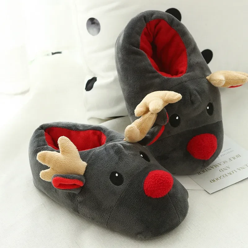 Zapatillas navideñas con diseño de alce