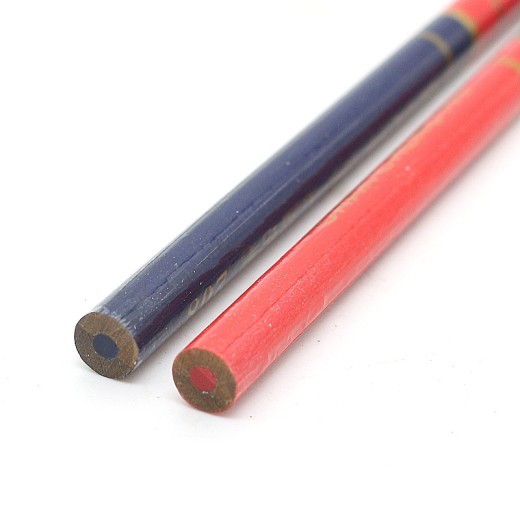 Lápiz de carpintero bicolor rojo y azul, rotulador redondo de madera para ingeniería