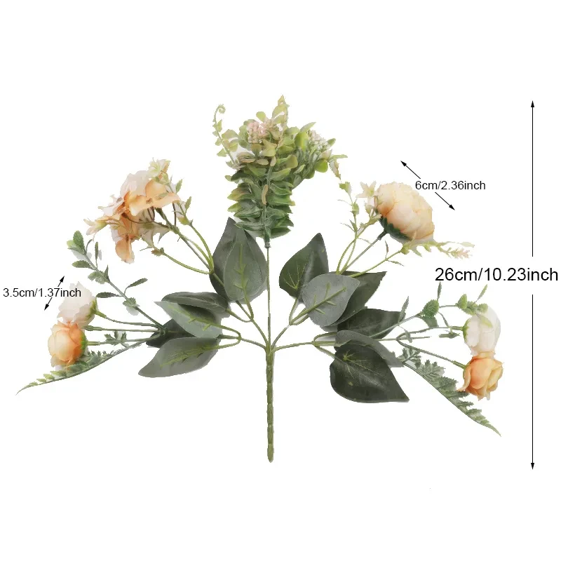 Rosa de seda artificial para decoración de bodas y otoño