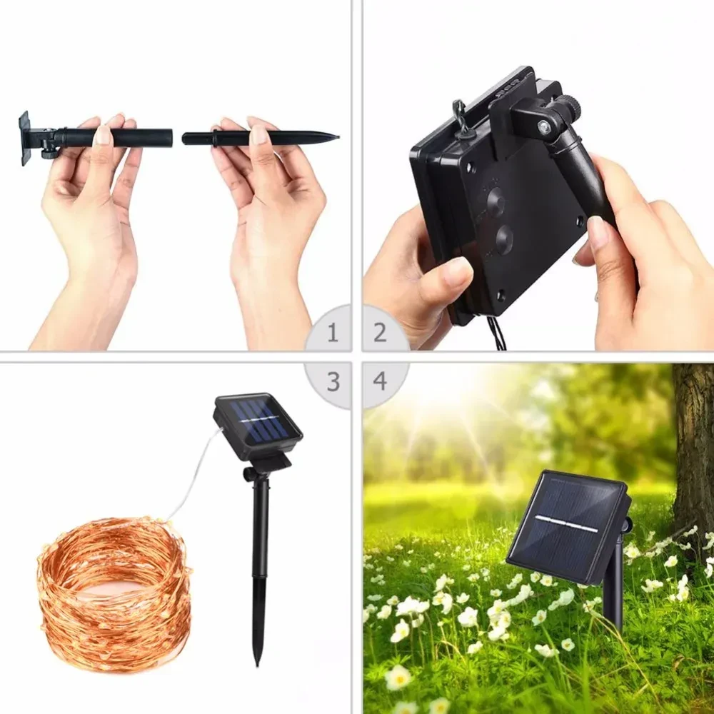 Guirnalda solar impermeable para jardín, ideal para fiestas de bodas y vacaciones