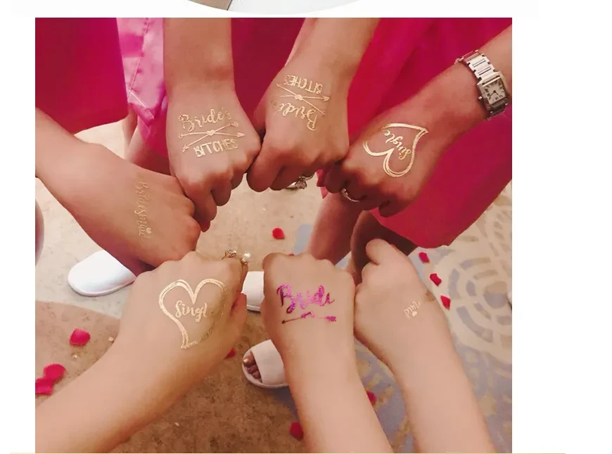 Tatuajes temporales de la novia del equipo: pegatinas para decoración de bodas