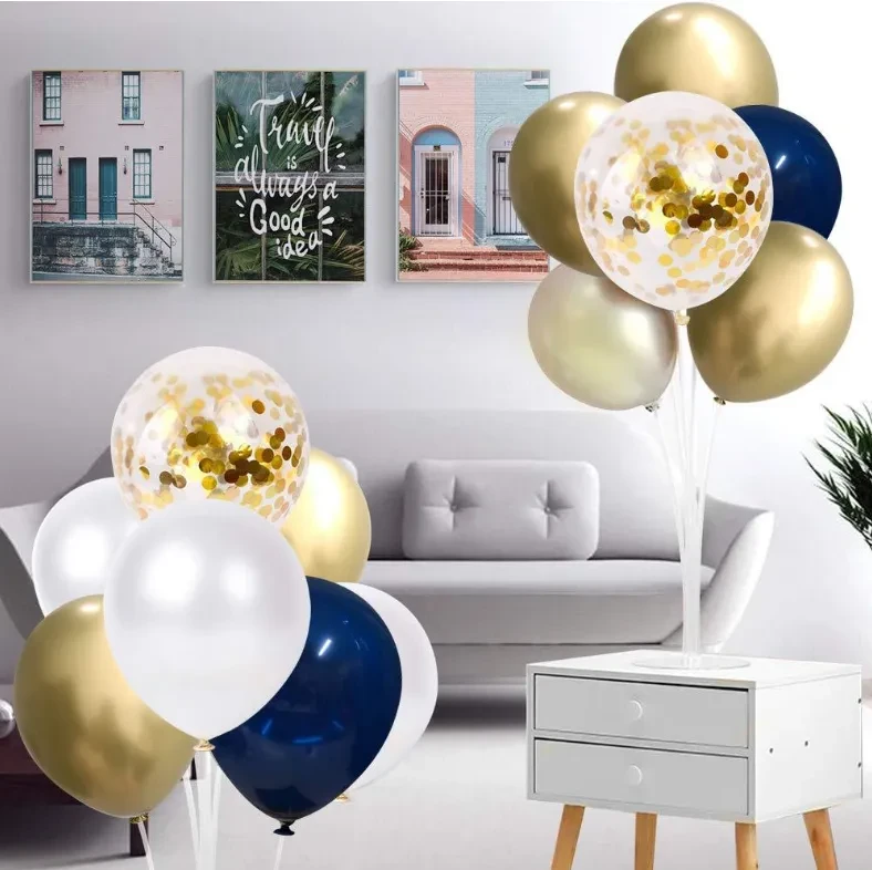 Globos metálicos dorados y blancos perlados para baby shower, bodas, fiestas de cumpleaños