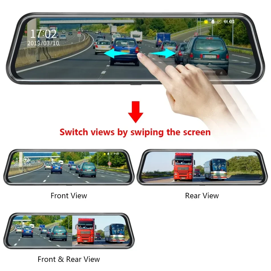 Grabadora de espejo retrovisor de doble lente HD 1080p