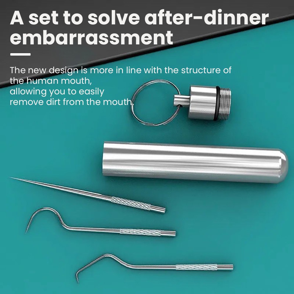 Juego de palillos de dientes portátiles de acero inoxidable de 8 piezas