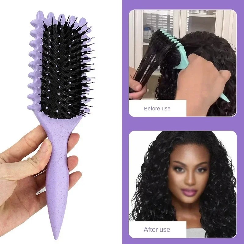Peine hueco para cabello rizado para mujer, multifuncional, antiestático, para masaje del cuero cabelludo.