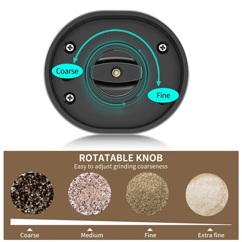 Molinillo de pimienta y sal eléctrico automático con luz LED