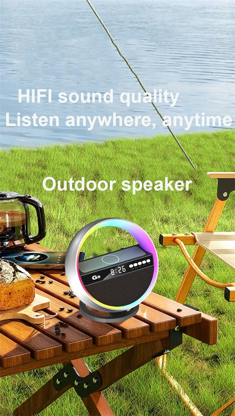 Luz nocturna RGB, cargador inalámbrico y altavoz Bluetooth