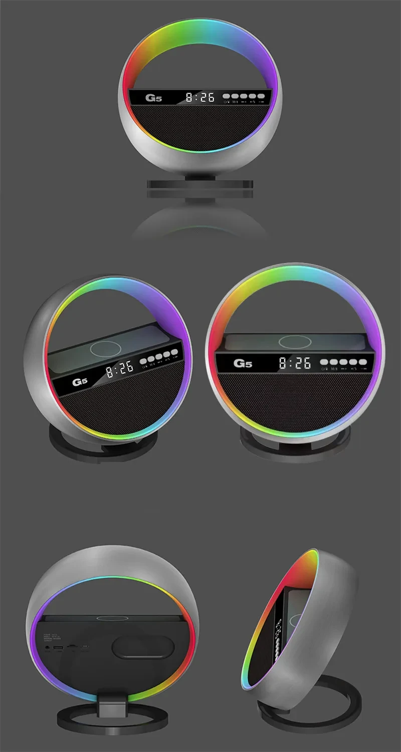 Luz nocturna RGB, cargador inalámbrico y altavoz Bluetooth