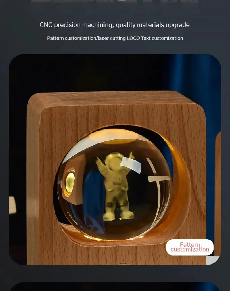 Luz nocturna láser 3D con bola de cristal de haya